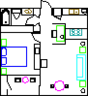 Floor Plan of a one bedroom suite